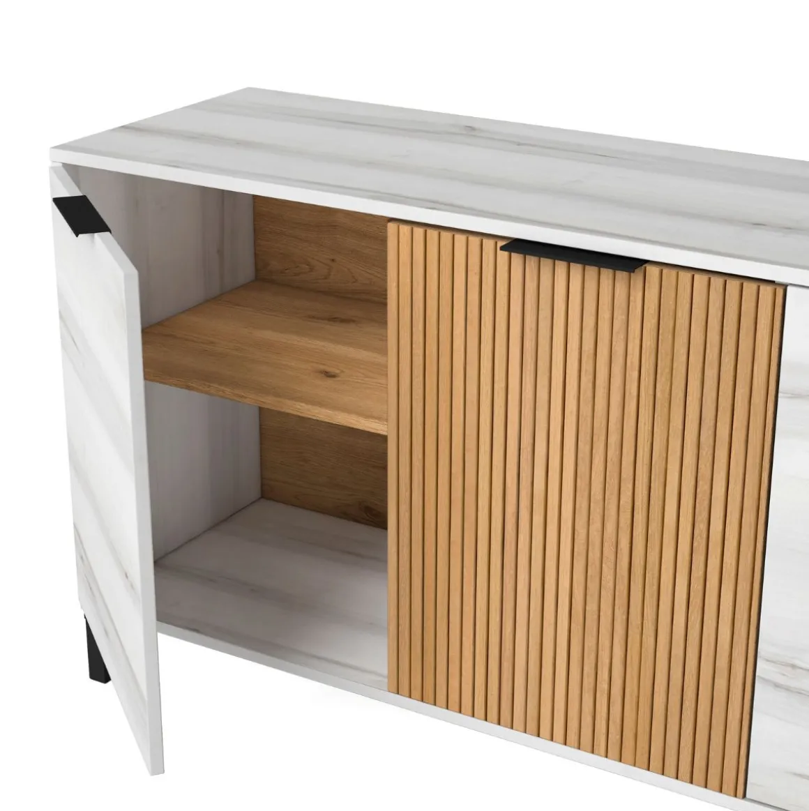Aparador Tokio 3 puertas albo/rayado 70x136,3x40 cm