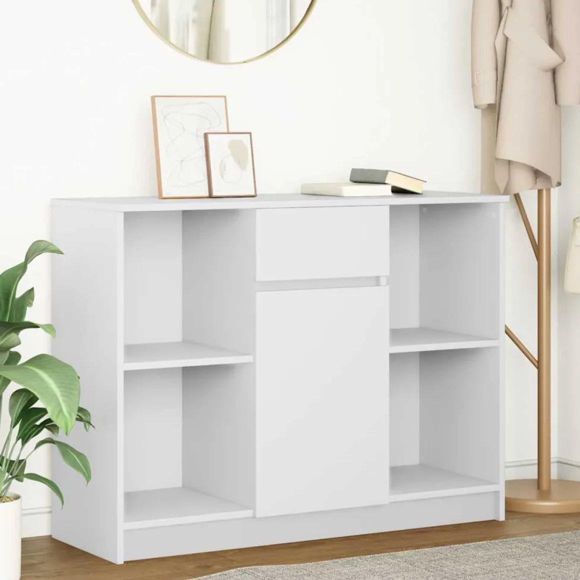 Aparador Tundra 4 compartimentos + cajón + puerta blanco 76x101x35 cm