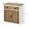 Aparador Tuvalu Homcom 2 puertas blanco/madera 89,4x78,5x39 cm