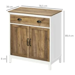 Aparador Tuvalu Homcom 2 puertas blanco/madera 89,4x78,5x39 cm