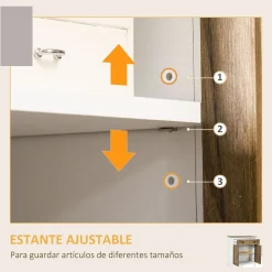 Aparador Tuvalu Homcom 2 puertas blanco/madera 89,4x78,5x39 cm