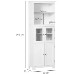 Aparador Unic Homcom 4 puertas + estantes abiertos blanco 162x60x30 cm