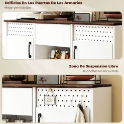 Aparador Valeria Homcom 2 puertas + 2 compartimentos abiertos + 1 cajón 80x100x40 cm