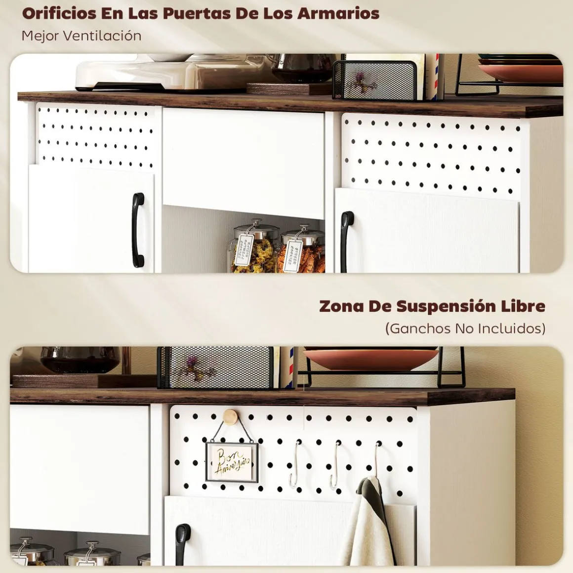 Aparador Valeria Homcom 2 puertas + 2 compartimentos abiertos + 1 cajón 80x100x40 cm