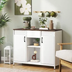 Aparador Valeria Homcom 2 puertas + 2 compartimentos abiertos + 1 cajón 80x100x40 cm