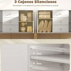 Aparador Vexa Homcom 2 puertas y 3 cajones blanco 76x120x39,1 cm