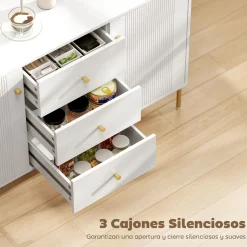 Aparador Vexa Homcom 2 puertas y 3 cajones blanco 76x120x39,1 cm