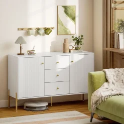 Aparador Vexa Homcom 2 puertas y 3 cajones blanco 76x120x39,1 cm