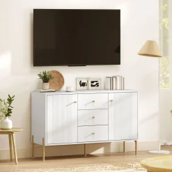 Aparador Vexa Homcom 2 puertas y 3 cajones blanco 76x120x39,1 cm