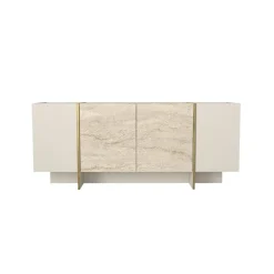 Aparador Veyron 4 puertas blanco/natural 75x180x46 cm