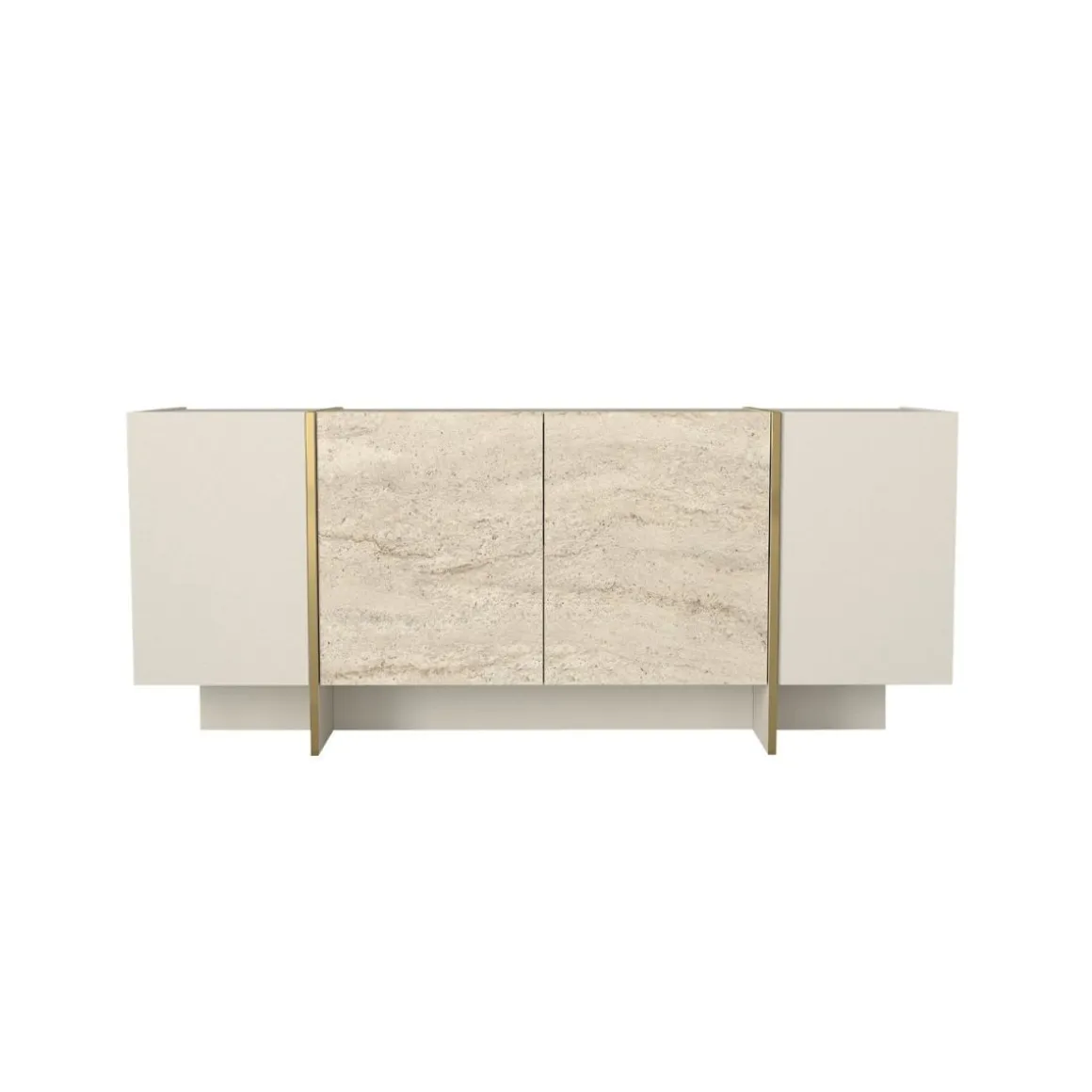 Aparador Veyron 4 puertas blanco/natural 75x180x46 cm