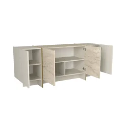 Aparador Veyron 4 puertas blanco/natural 75x180x46 cm