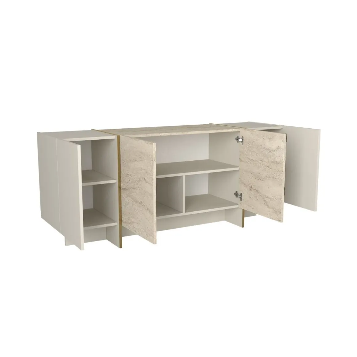 Aparador Veyron 4 puertas blanco/natural 75x180x46 cm