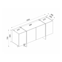 Aparador Veyron 4 puertas blanco/natural 75x180x46 cm