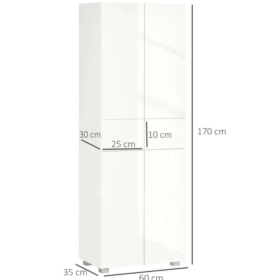 Aparador Viento Homcom 4 puertas + 2 cajones blanco 170x60x35 cm