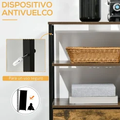 Aparador Évora Homcom 4 cajones de tela + 2 estantes marrón oscuro 71,5x84x30 cm