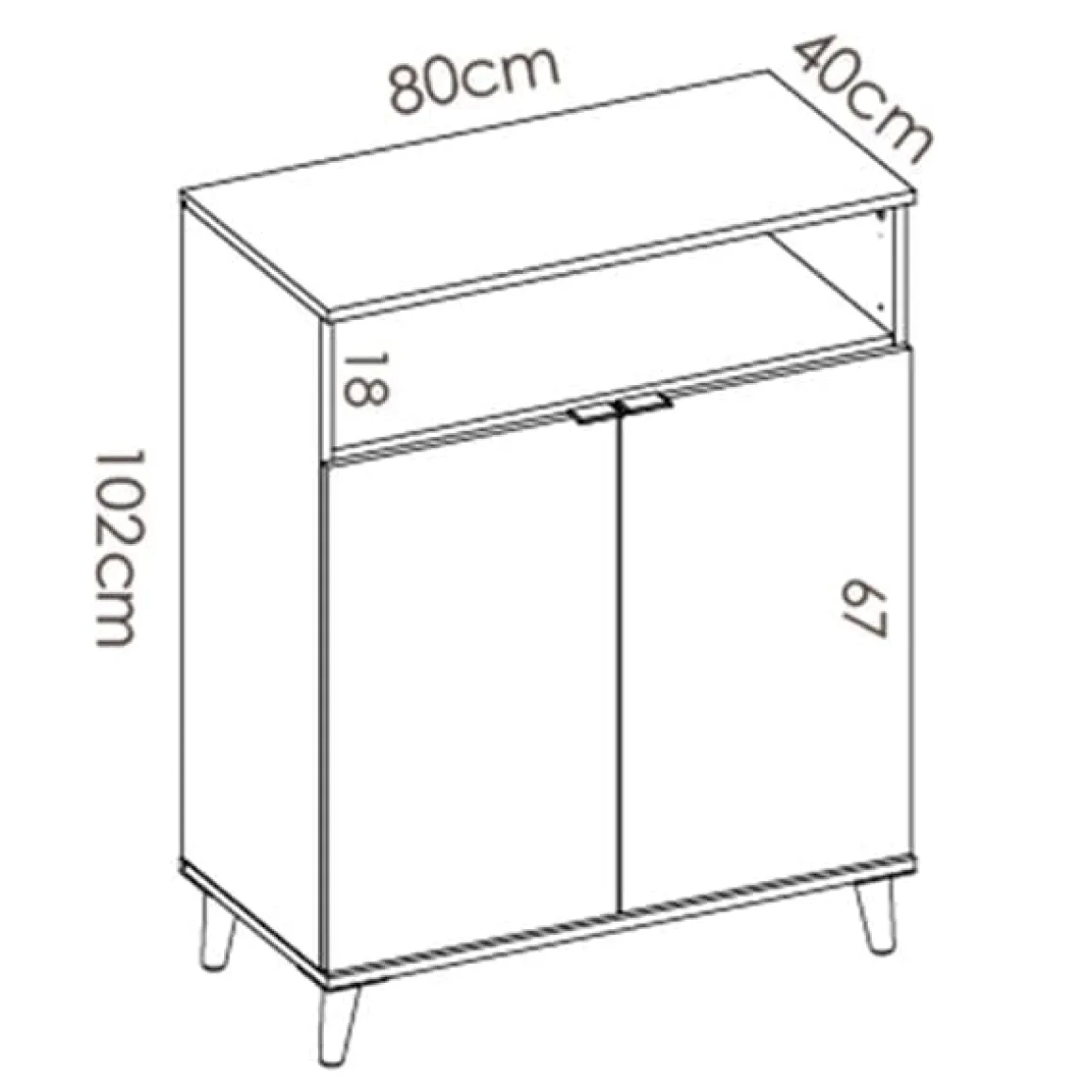 Aparador Wok 2 puertas con compartimento blanco/natural 102x80x40 cm