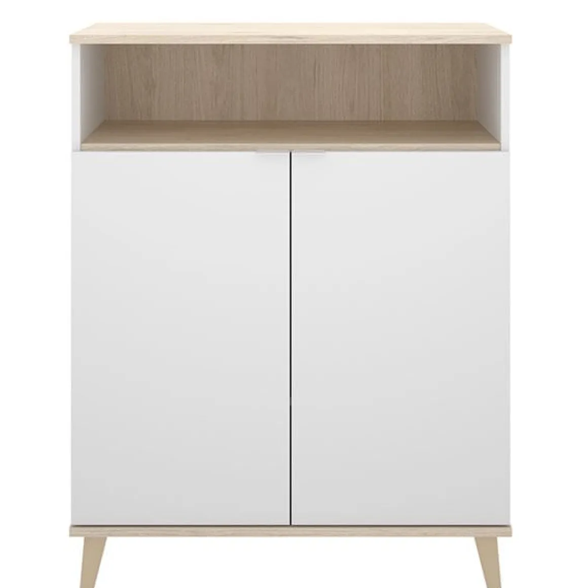 Aparador Wok 2 puertas con compartimento blanco/natural 102x80x40 cm