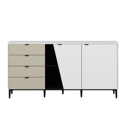 Aparador Yelena 4 cajones con 2 puertas blanco/beige 90x180x45 cm