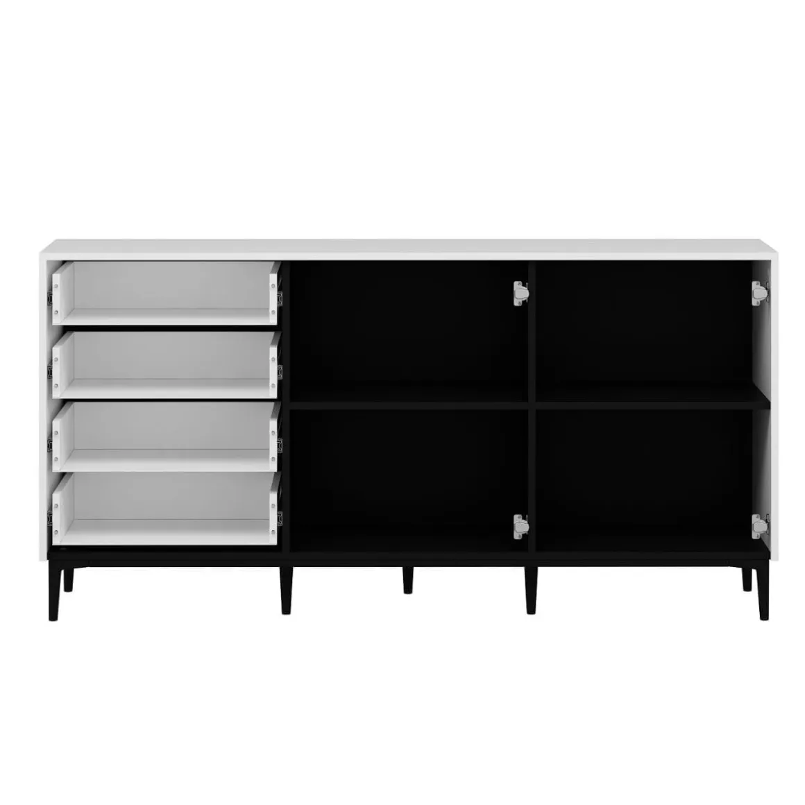 Aparador Yelena 4 cajones con 2 puertas blanco/beige 90x180x45 cm