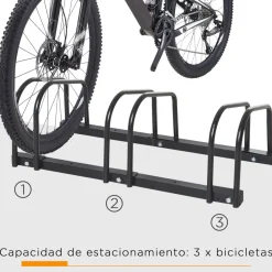 Aparcamiento para bicicletas Eloisa Homcom 3 plazas negro 27x76x33 cm