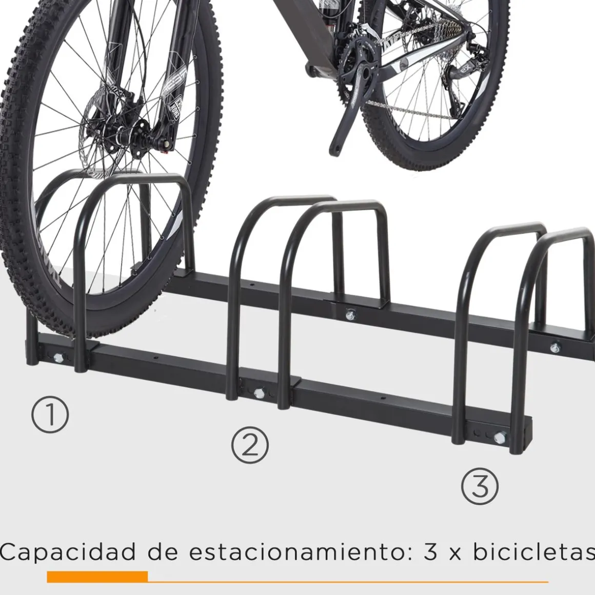 Aparcamiento para bicicletas Eloisa Homcom 3 plazas negro 27x76x33 cm