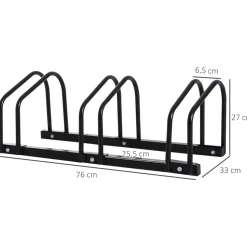 Aparcamiento para bicicletas Eloisa Homcom 3 plazas negro 27x76x33 cm