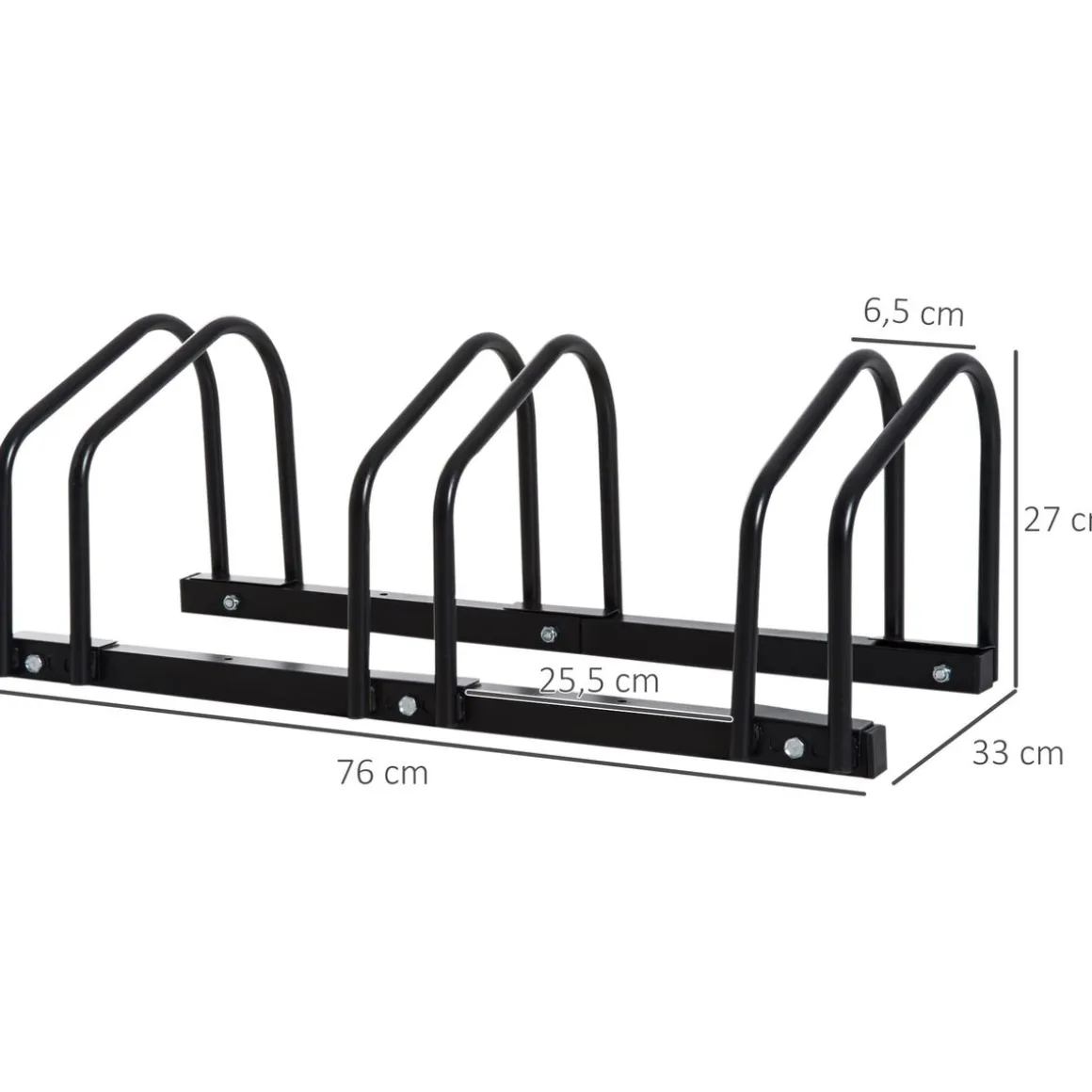 Aparcamiento para bicicletas Eloisa Homcom 3 plazas negro 27x76x33 cm