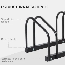 Aparcamiento para bicicletas Eloisa Homcom 3 plazas negro 27x76x33 cm