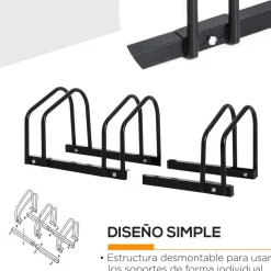 Aparcamiento para bicicletas Eloisa Homcom 3 plazas negro 27x76x33 cm