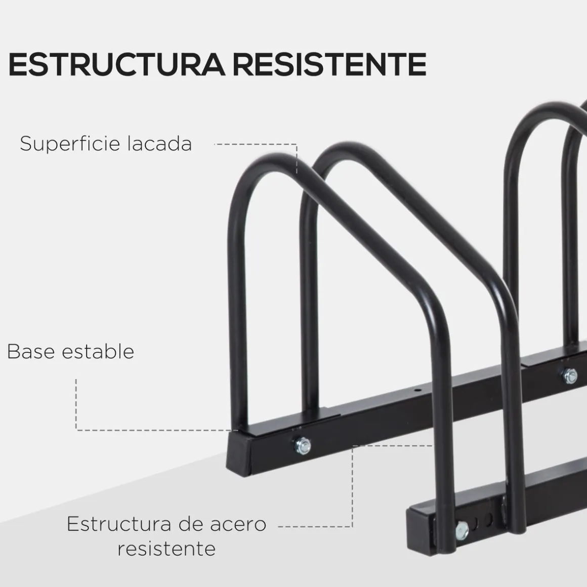 Aparcamiento para bicicletas Eloy Homcom 4 plazas negro 27x110x33 cm