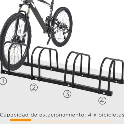 Aparcamiento para bicicletas Eloy Homcom 4 plazas negro 27x110x33 cm