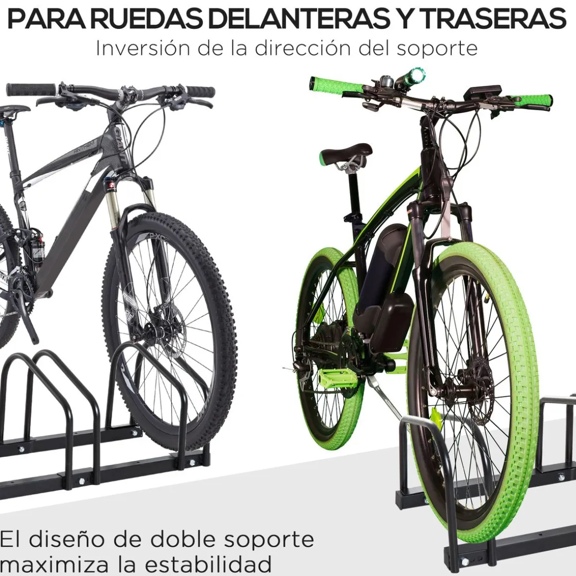 Aparcamiento para bicicletas Eloy Homcom 4 plazas negro 27x110x33 cm