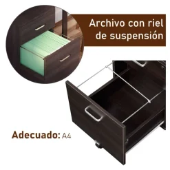 Archivador Vinsetto 2 cajones + ruedas negro 55,6x40x45 cm