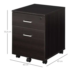 Archivador Vinsetto 2 cajones + ruedas negro 55,6x40x45 cm