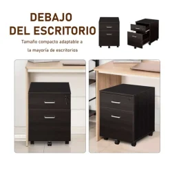 Archivador Vinsetto 2 cajones + ruedas negro 55,6x40x45 cm