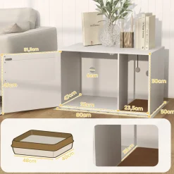 Arenero Gummy PawHut con puerta y rascador blanco/natural 50x80x50 cm