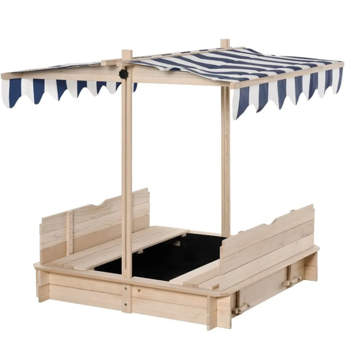 Arenero infantil Outsunny con toldo ajustable +3A natural 121x106x106 cm