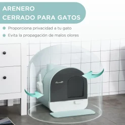 Arenero para gatos Mawi PawHut bandeja extraíble + filtros 47x43x44 cm