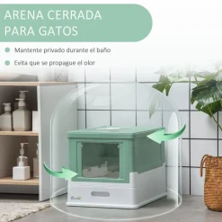 Arenero para gatos Piki PawHut plegable + puerta + bandeja 36,7x35,5x47,5 cm