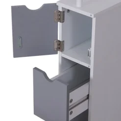 Armario alto de baño blanco/gris 15x33x136 cm