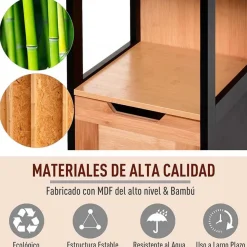 Armario alto de baño con estantes blanco 144,3x30x30 cm