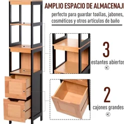 Armario alto de baño con estantes blanco 144,3x30x30 cm
