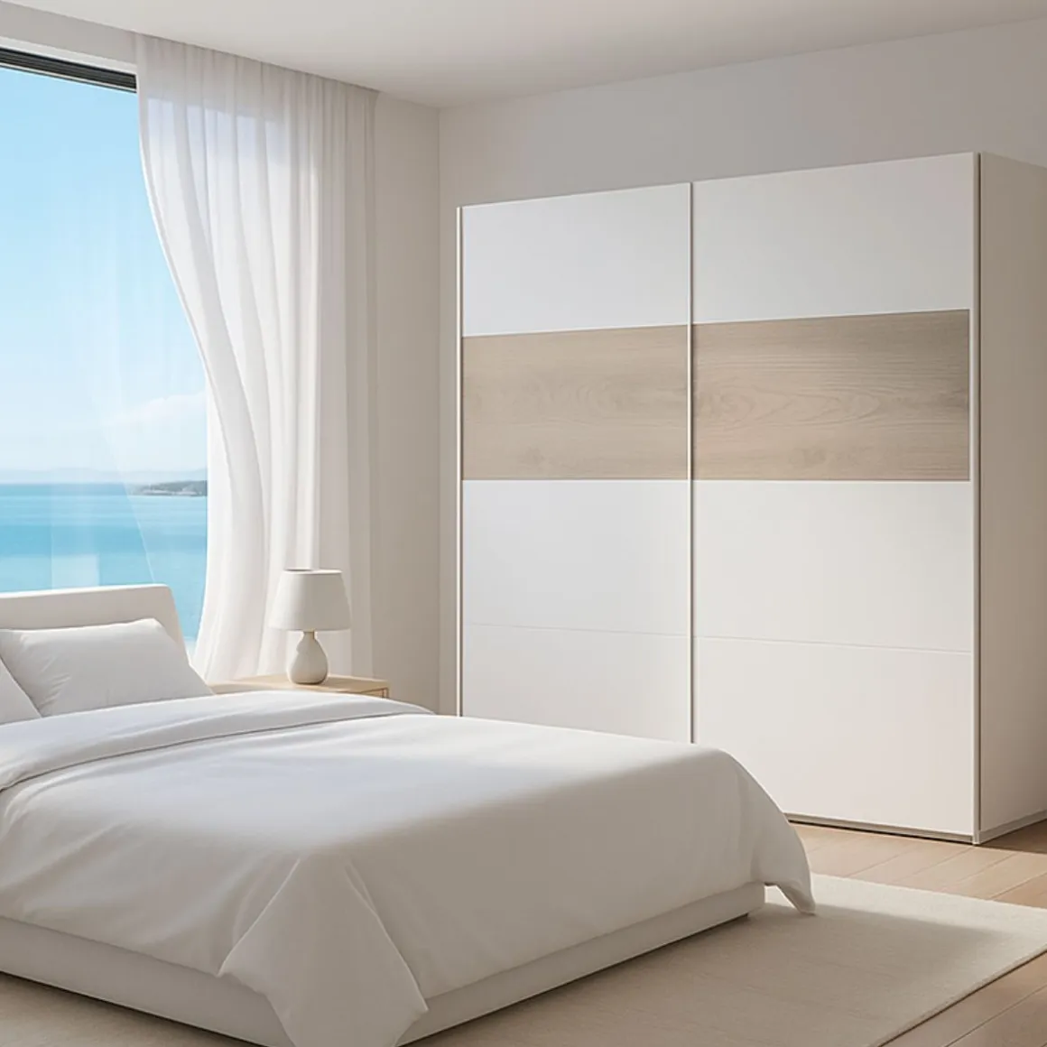 Armario Arya 2 puertas correderas blanco artik/roble Alaska 200x180x60 cm