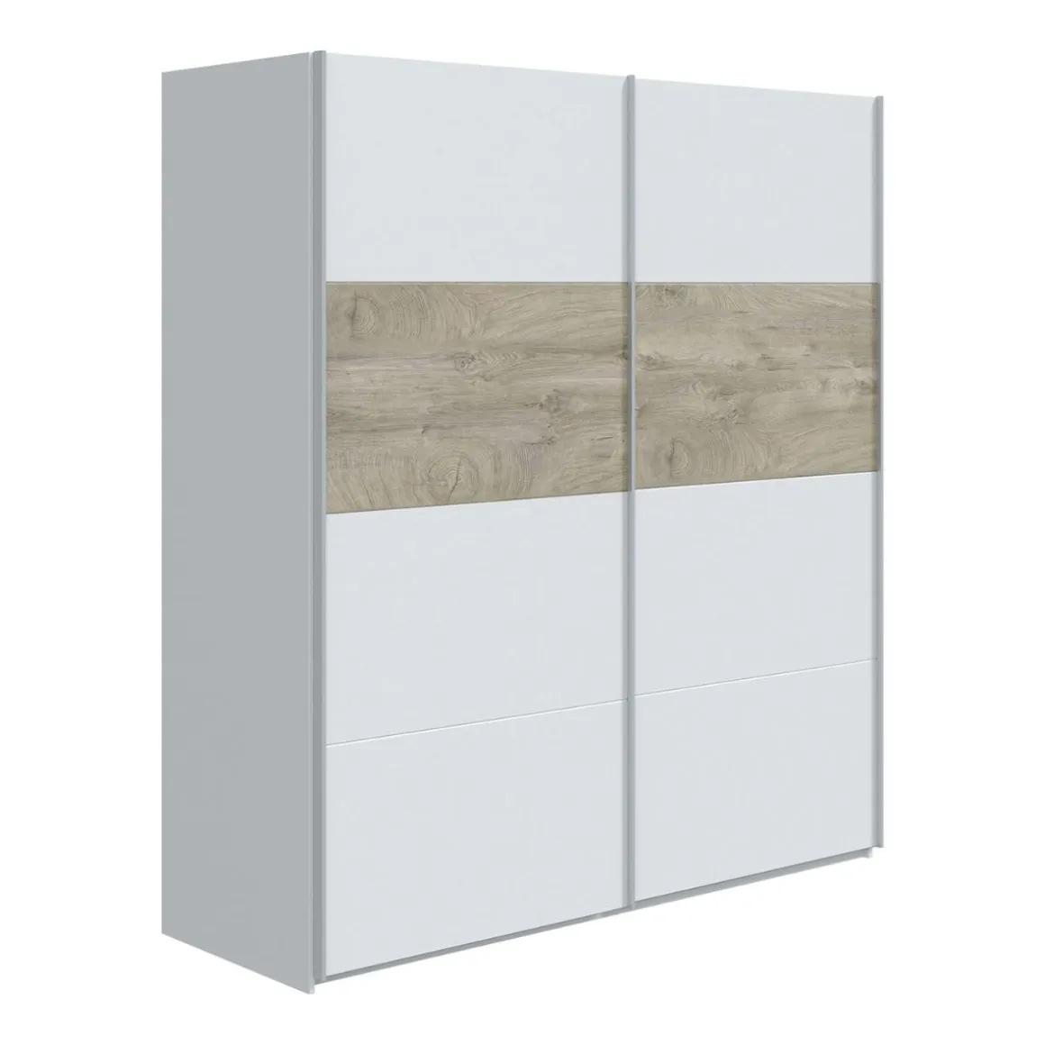 Armario Arya 2 puertas correderas blanco artik/roble Alaska 200x180x60 cm