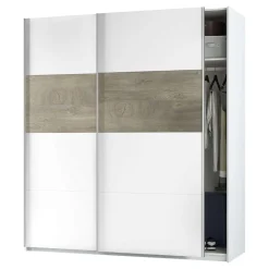 Armario Arya 2 puertas correderas blanco artik/roble Alaska 200x180x60 cm