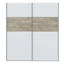 Armario Arya 2 puertas correderas blanco artik/roble Alaska 200x180x60 cm