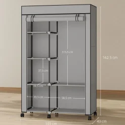 Armario Aurora Homcom 6 estantes 162,5x103x43 cm