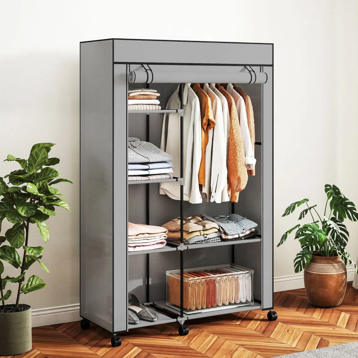Armario Aurora Homcom 6 estantes 162,5x103x43 cm