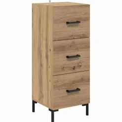 Armario auxiliar Adrianne 1 puerta + 3 cajones roble 180x34,5x34 cm